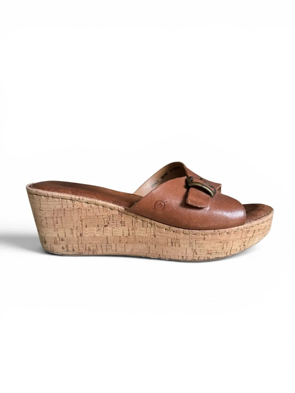 Børn Leather Cork Wedge Slide Sandals Brown Buckle Comfort Shoes Women’s 10